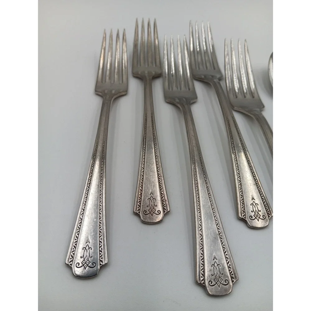 8pc JEAN Oneida Senate Silver Silverplate 1932 Silver‎ Plate Flatware Lot